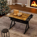 Table à dessin réglable en hauteur avec tabouret, bureau de dessin inclinable à 0-75° et 2 tiroirs de rangement