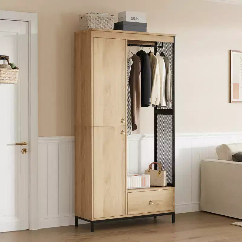 Organisateur de placard autoportant avec étagères et tringle à vêtements Portant à vêtements moderne en métal