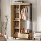 Organisateur de placard autoportant avec étagères et tringle à vêtements Portant à vêtements moderne en métal