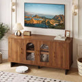 Bestier 60 TV Stand for 65 TV Entertainment Center Modern Media Console Cabinet with Glass Doors & Adjustable Shelves for Living Room & Bedroom