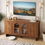 Bestier 60 TV Stand for 65 TV Entertainment Center Modern Media Console Cabinet with Glass Doors & Adjustable Shelves for Living Room & Bedroom