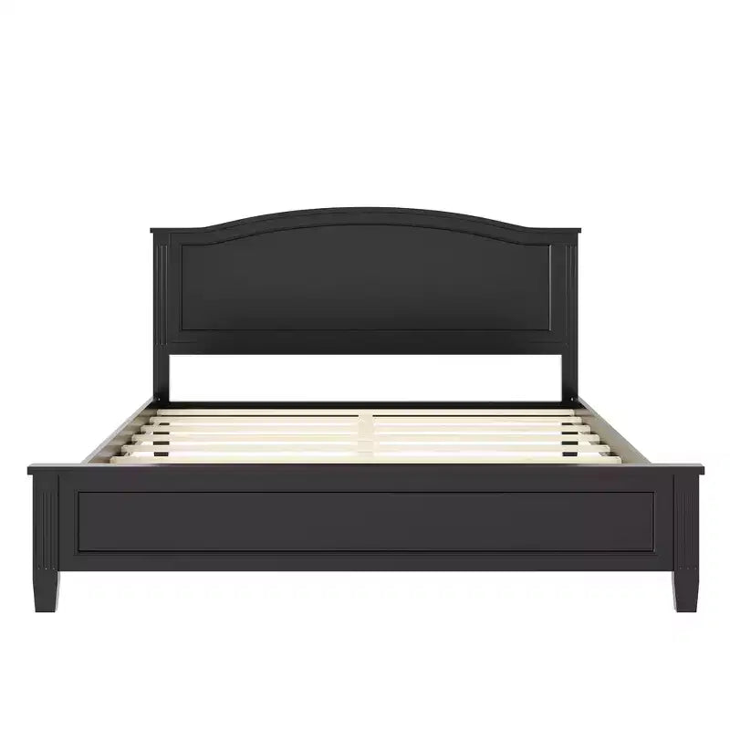 Cadre de lit plateforme avec tête de lit et pieds de support à lattes en bois