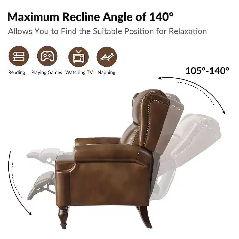 Fauteuil inclinable manuel en cuir véritable