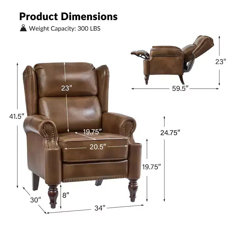 Fauteuil inclinable manuel en cuir véritable