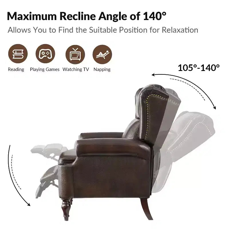 Fauteuil inclinable manuel en cuir véritable