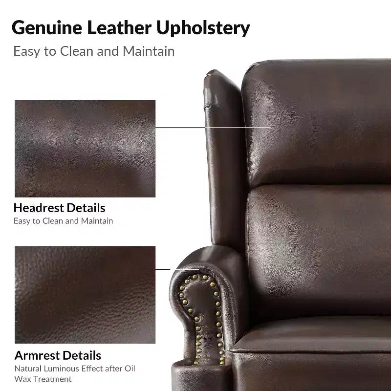 Fauteuil inclinable manuel en cuir véritable