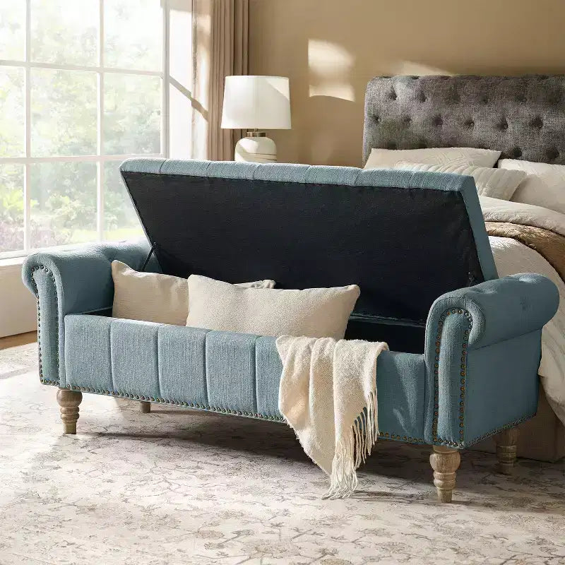 Banc en forme de tonneau bleu