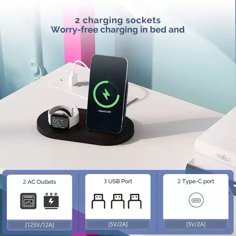 Lit superposé en métal une place avec bureau, tiroirs, bande LED et station de recharge USB