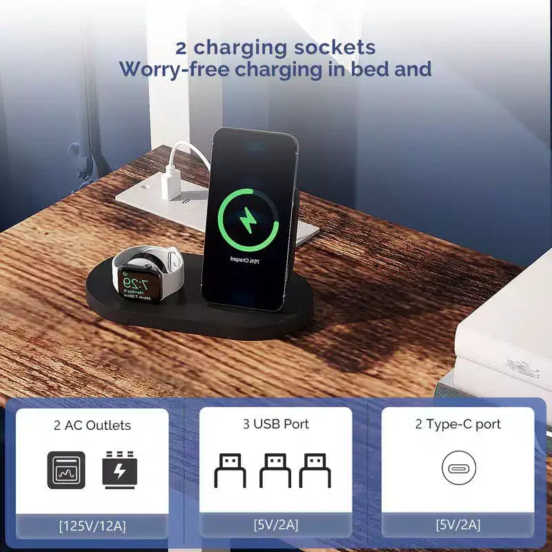 Lit superposé en métal une place avec bureau, tiroirs, bande LED et station de recharge USB