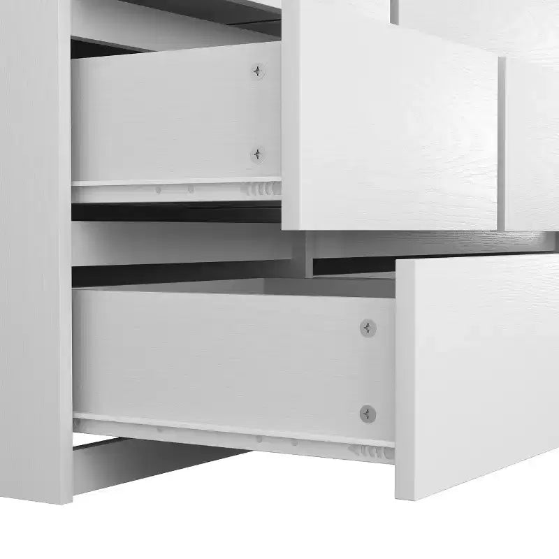 Jolie armoire de chambre moderne en bois blanc à 2 portes et 6 tiroirs