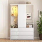 Jolie armoire de chambre moderne en bois blanc à 2 portes et 6 tiroirs