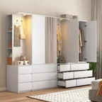 Jolie armoire de chambre moderne en bois blanc à 2 portes et 6 tiroirs