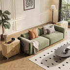 Table de chevet cannelée avec 3 tiroirs Commode moderne en bois