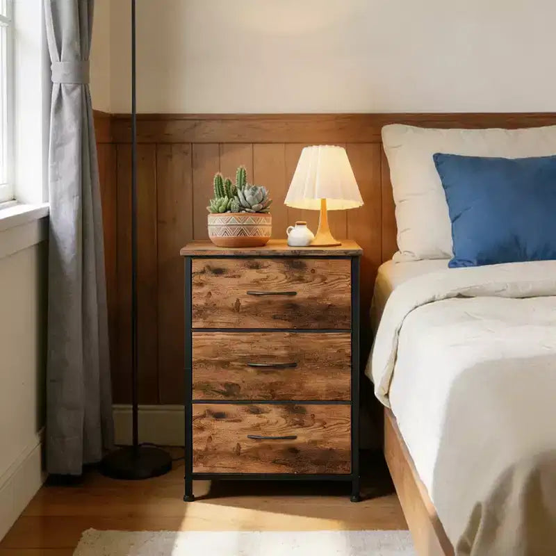 Commode étroite à 3 tiroirs avec bacs en tissu amovibles
