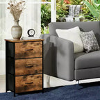 Commode étroite à 3 tiroirs avec bacs en tissu amovibles