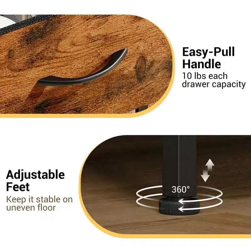 Commode étroite à 3 tiroirs avec bacs en tissu amovibles