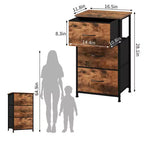 Commode étroite à 3 tiroirs avec bacs en tissu amovibles