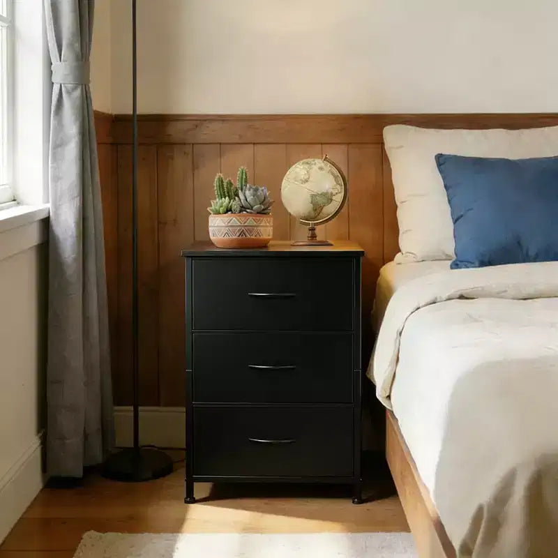 Commode étroite à 3 tiroirs avec bacs en tissu amovibles