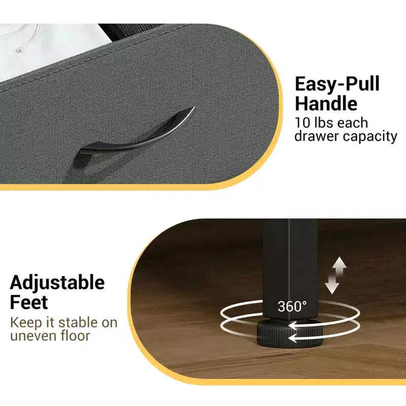 Commode étroite à 3 tiroirs avec bacs en tissu amovibles