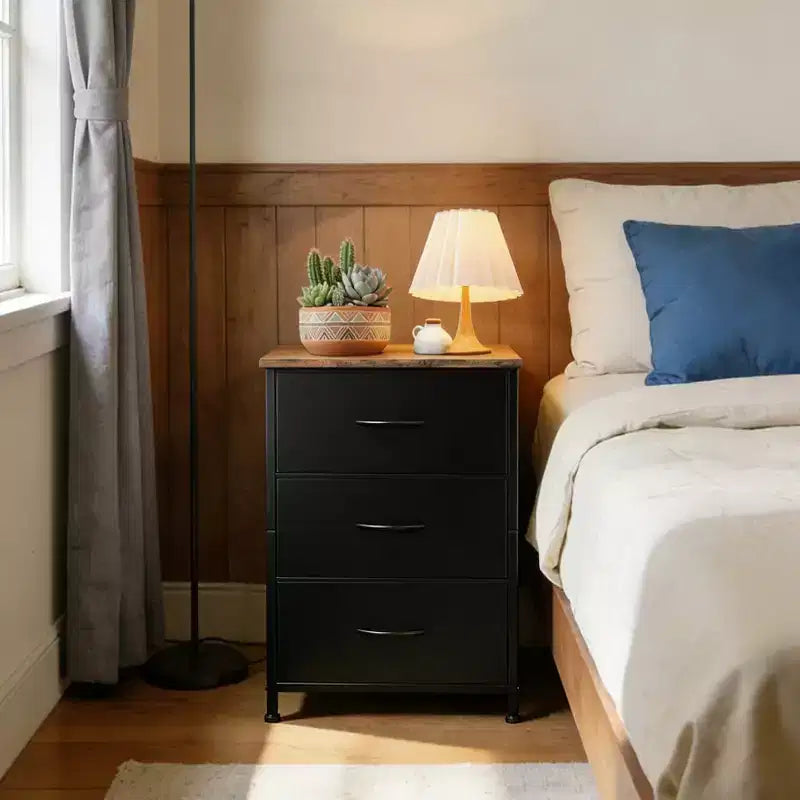 Commode étroite à 3 tiroirs avec bacs en tissu amovibles