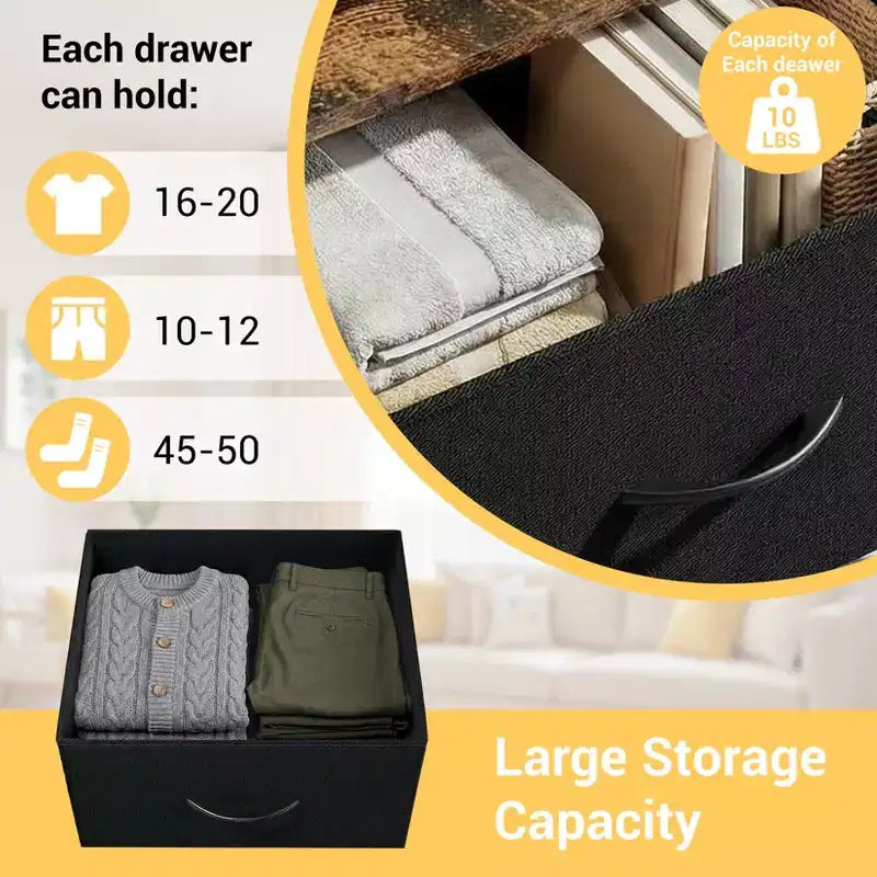 Commode étroite à 3 tiroirs avec bacs en tissu amovibles