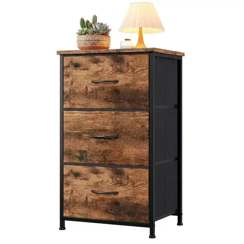 Commode étroite à 3 tiroirs avec bacs en tissu amovibles