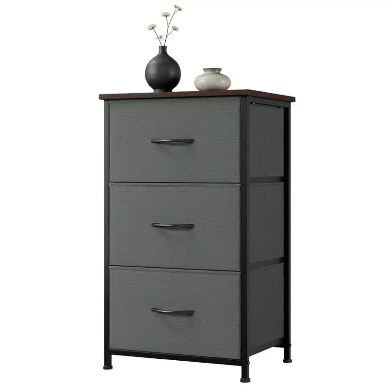 Commode étroite à 3 tiroirs avec bacs en tissu amovibles