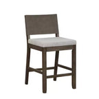 Nathan James Linus Counter Height Barstool Brushed Dark Brown Wood Gray Linen: Upholstered Rubberwood Frame 300lb Capacity