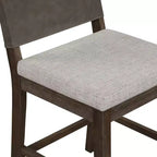 Tabouret de bar hauteur comptoir en bois brun foncé brossé et lin gris
