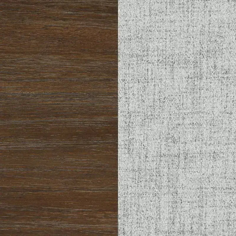Tabouret de bar hauteur comptoir en bois brun foncé brossé et lin gris