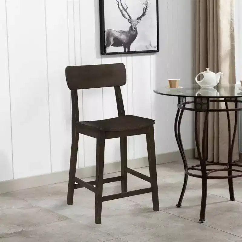 Tabouret de bar hauteur comptoir en bois, finition carbonite