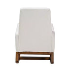 Fauteuil à bascule en tissu d'ameublement et bois, blanc cassé/brun noyer