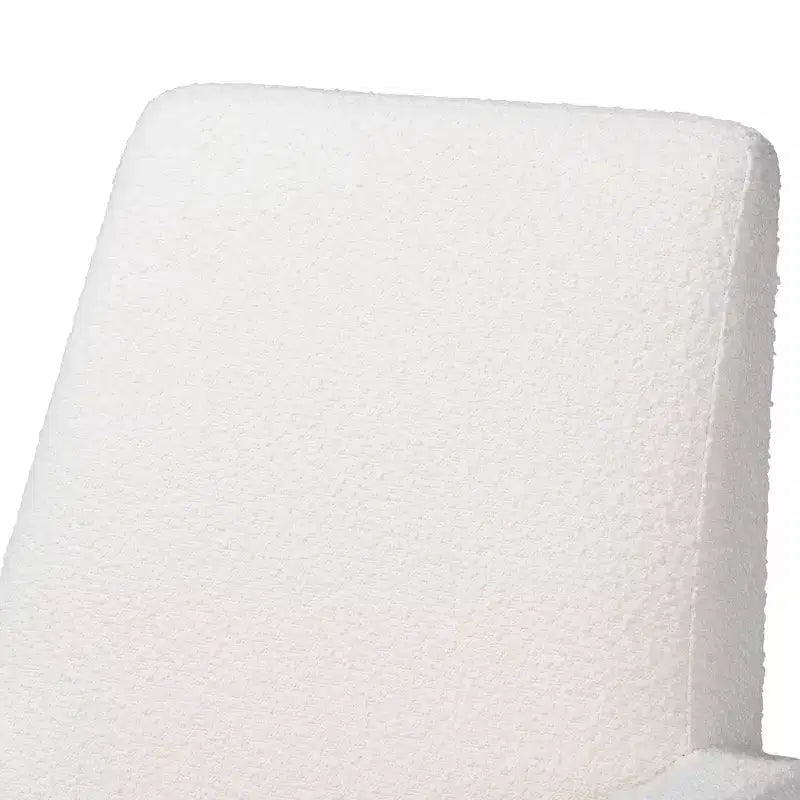 Fauteuil à bascule en tissu d'ameublement et bois, blanc cassé/brun noyer