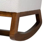 Fauteuil à bascule en tissu d'ameublement et bois, blanc cassé/brun noyer
