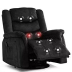 Fauteuil inclinable avec chauffage et massage, pivotant à 360 degrés, en tissu et fonction bascule