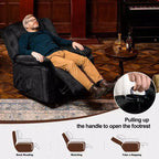 Fauteuil inclinable avec chauffage et massage, pivotant à 360 degrés, en tissu et fonction bascule