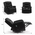 Fauteuil inclinable avec chauffage et massage, pivotant à 360 degrés, en tissu et fonction bascule