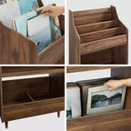 Meuble pour platine vinyle et rangement de vinyles Noyer