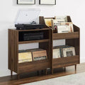 Meuble pour platine vinyle et rangement de vinyles Noyer