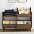 Meuble pour platine vinyle et rangement de vinyles Noyer