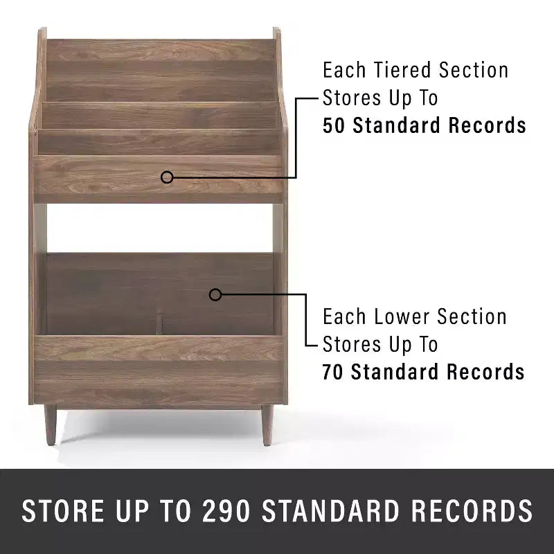 Meuble pour platine vinyle et rangement de vinyles Noyer