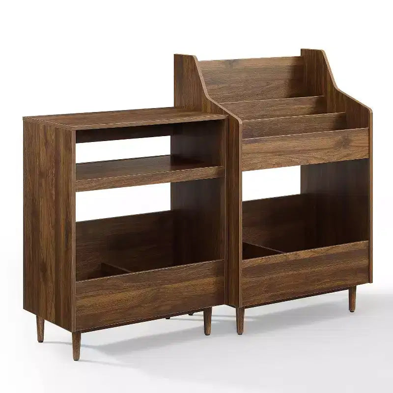 Meuble pour platine vinyle et rangement de vinyles Noyer