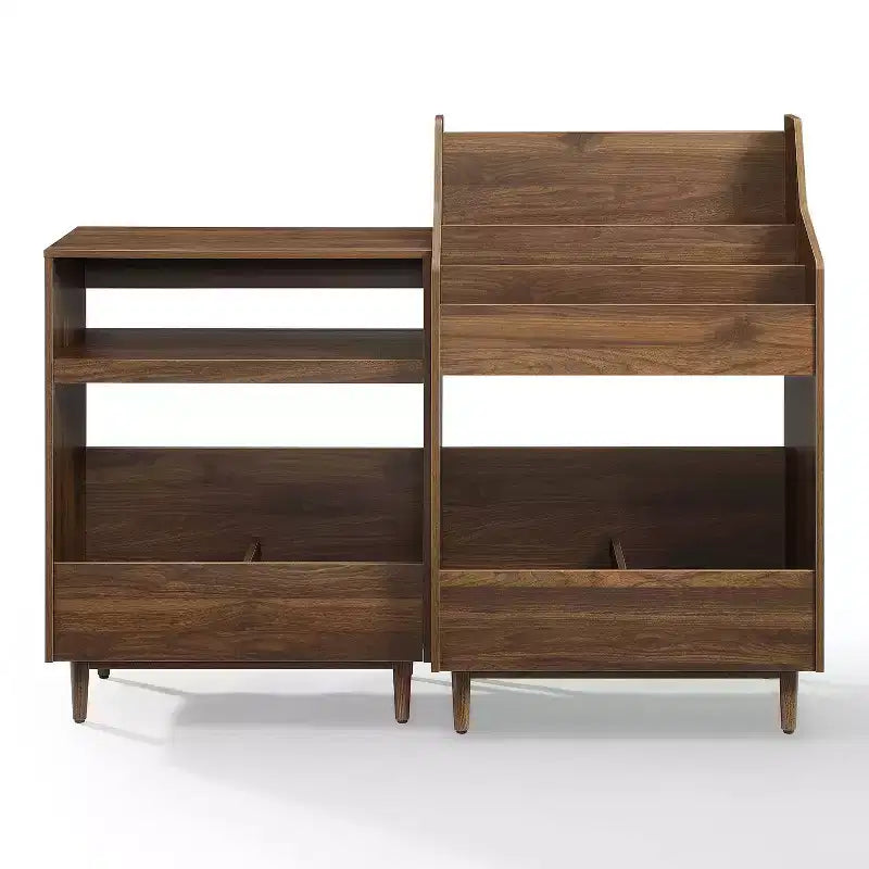 Meuble pour platine vinyle et rangement de vinyles Noyer