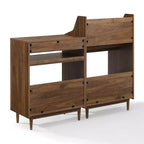 Meuble pour platine vinyle et rangement de vinyles Noyer