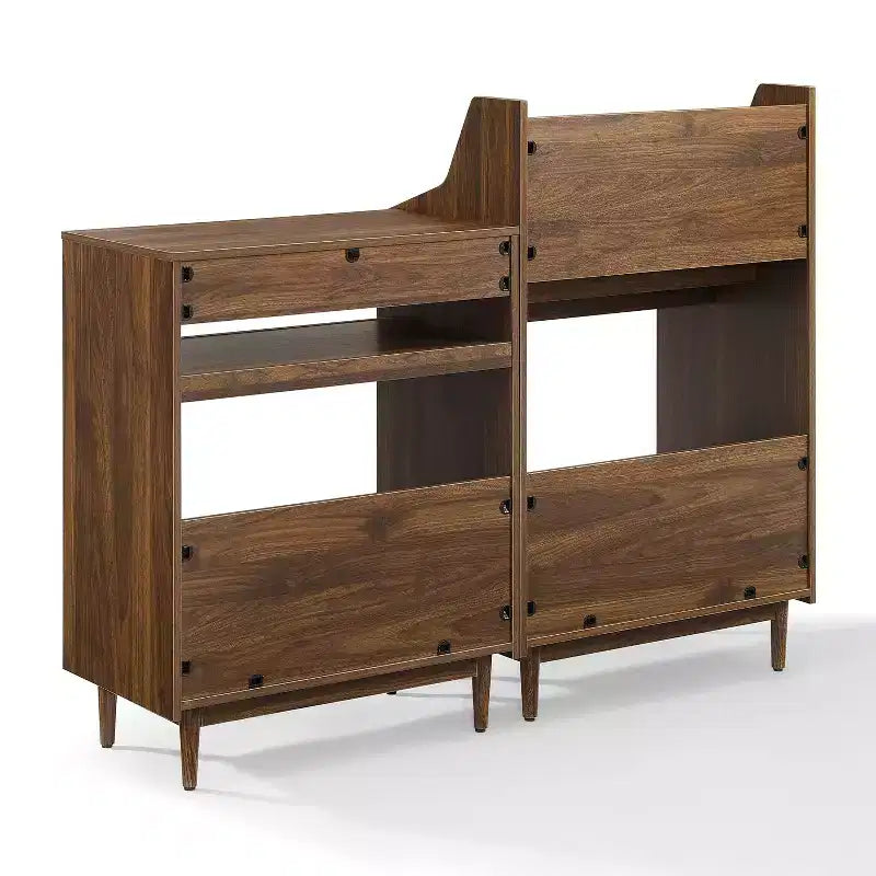 Meuble pour platine vinyle et rangement de vinyles Noyer