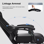 Chaise de bureau gaming en maille ergonomique inclinable avec repose-pieds noir