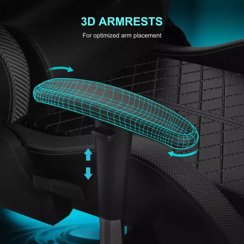 Chaise Gaming avec Haut-Parleurs Bluetooth et Repose-Pieds Chaise de Bureau à Dossier Haut