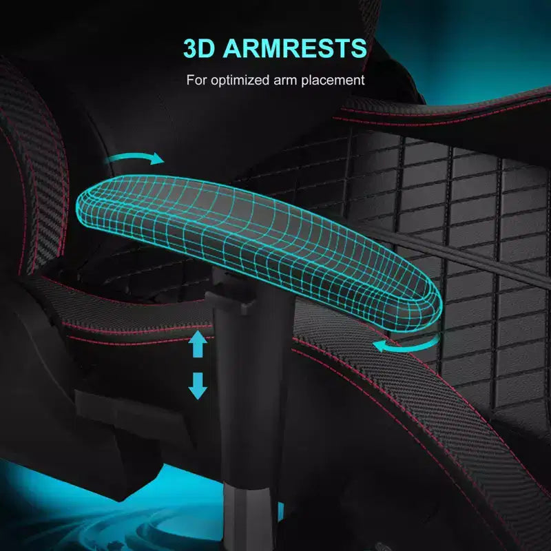 Chaise de bureau haute à dossier haut avec haut-parleurs Bluetooth intégrés et repose-pieds