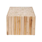Table basse en teck avec pieds uniques en bûches de bois recyclées - Naturel