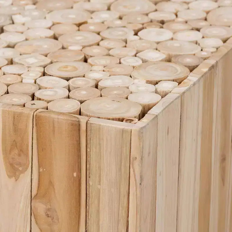Table basse en teck avec pieds uniques en bûches de bois recyclées - Naturel